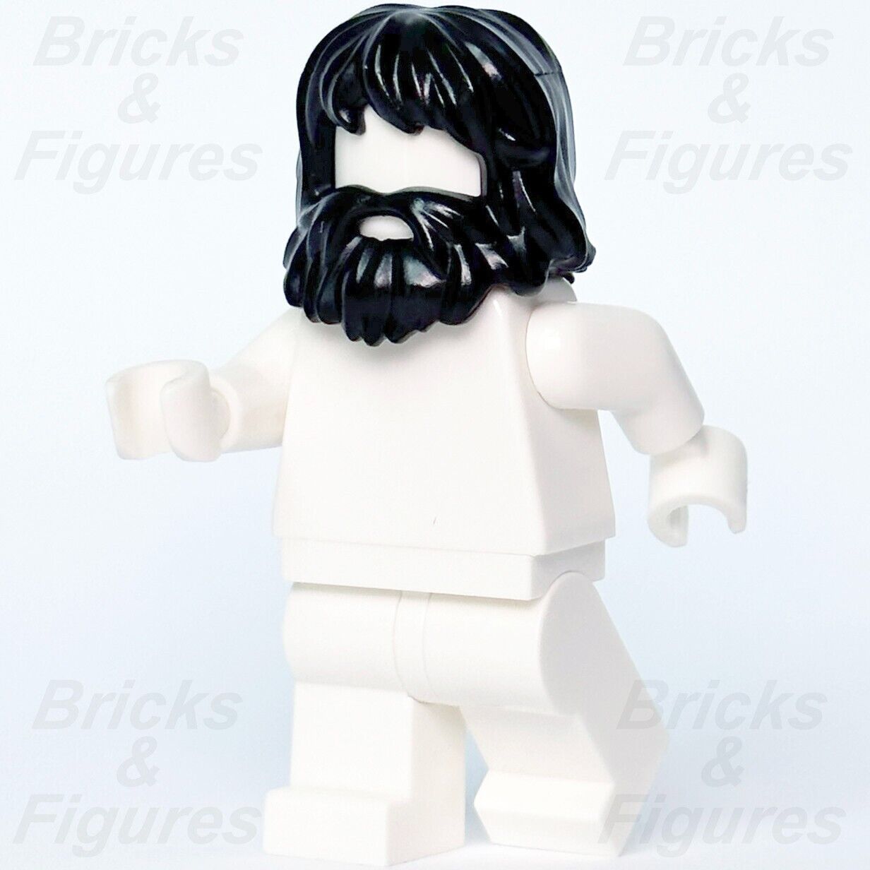 LEGO Black Hair Shaggy Beard Minifigure Part Long Hair Mouth Hole 87999