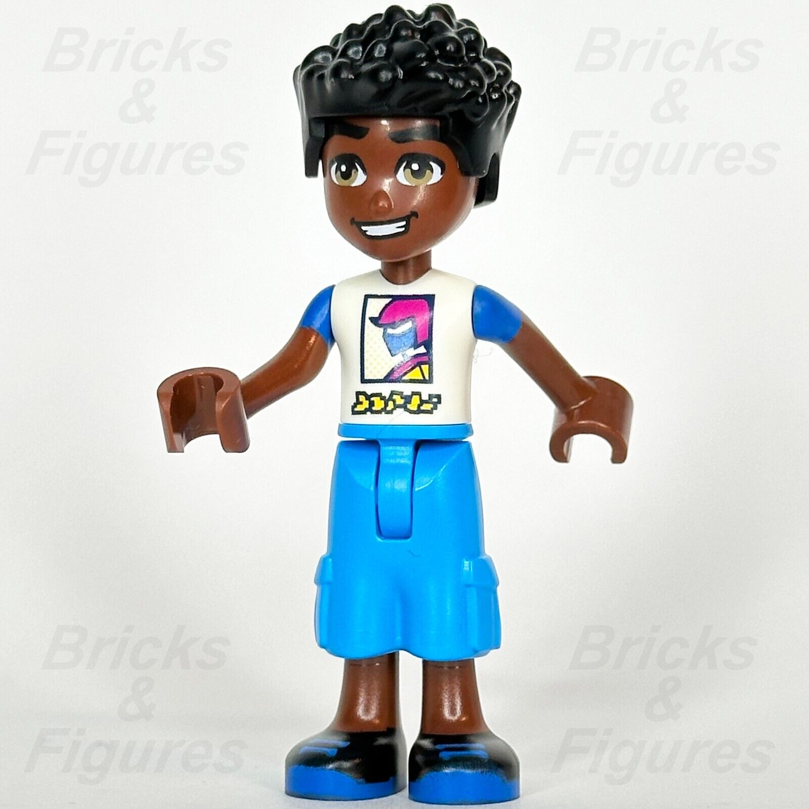 LEGO Friends Zac Minifigure White and Blue Shirt with Racer 41751 frnd616 - Bricks & Figures