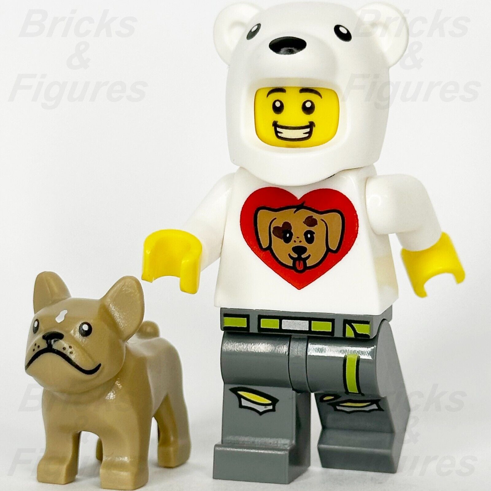 LEGO Dog Lover Guy Minifigure & Bulldog Build-A-Minifigure BAM 2024 Suit Costume