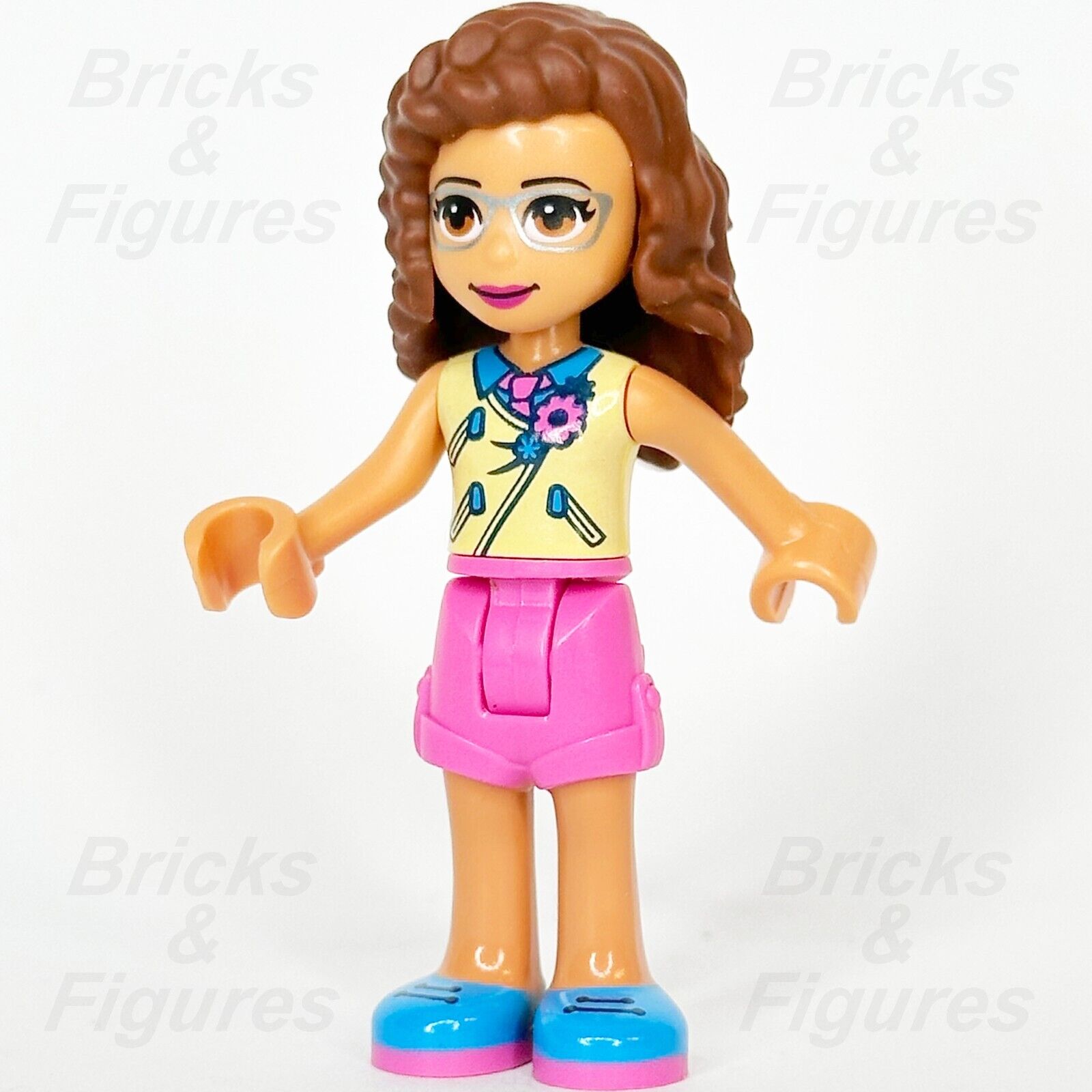 LEGO Friends Olivia Minifigure Nougat, Yellow Vest Pink Tie 30412 41333 frnd241 - Bricks & Figures