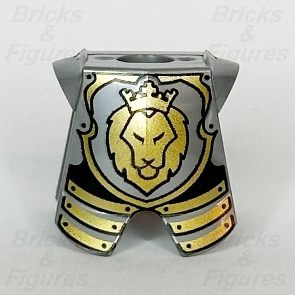 LEGO Lion Head Breastplate Armour Castle Knight Minifigure Part Silver 2587pb32