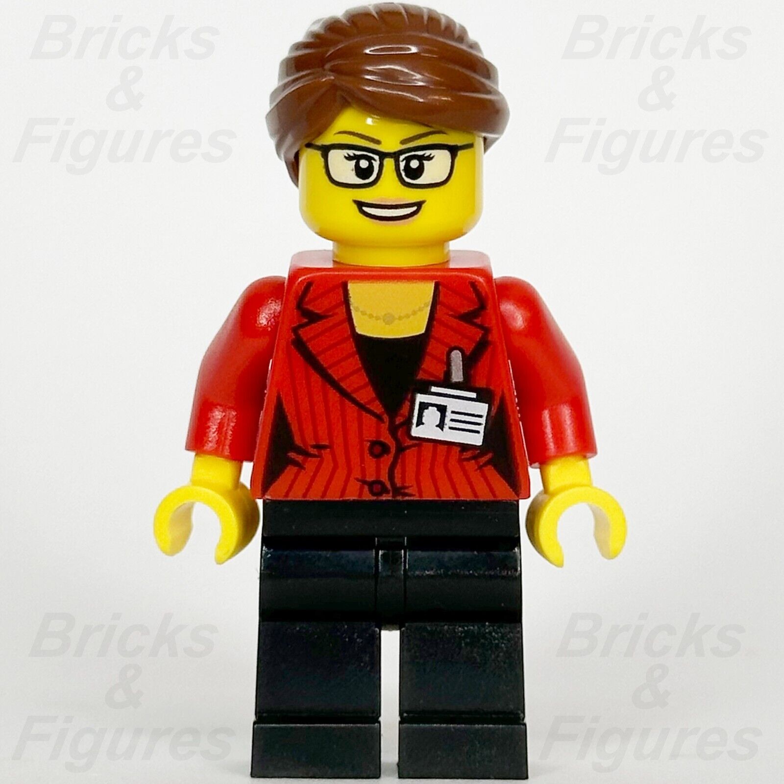 LEGO City Reporter Minifigure Red Suit Jacket With ID Badge Town 60233 cty1045 - Bricks & Figures