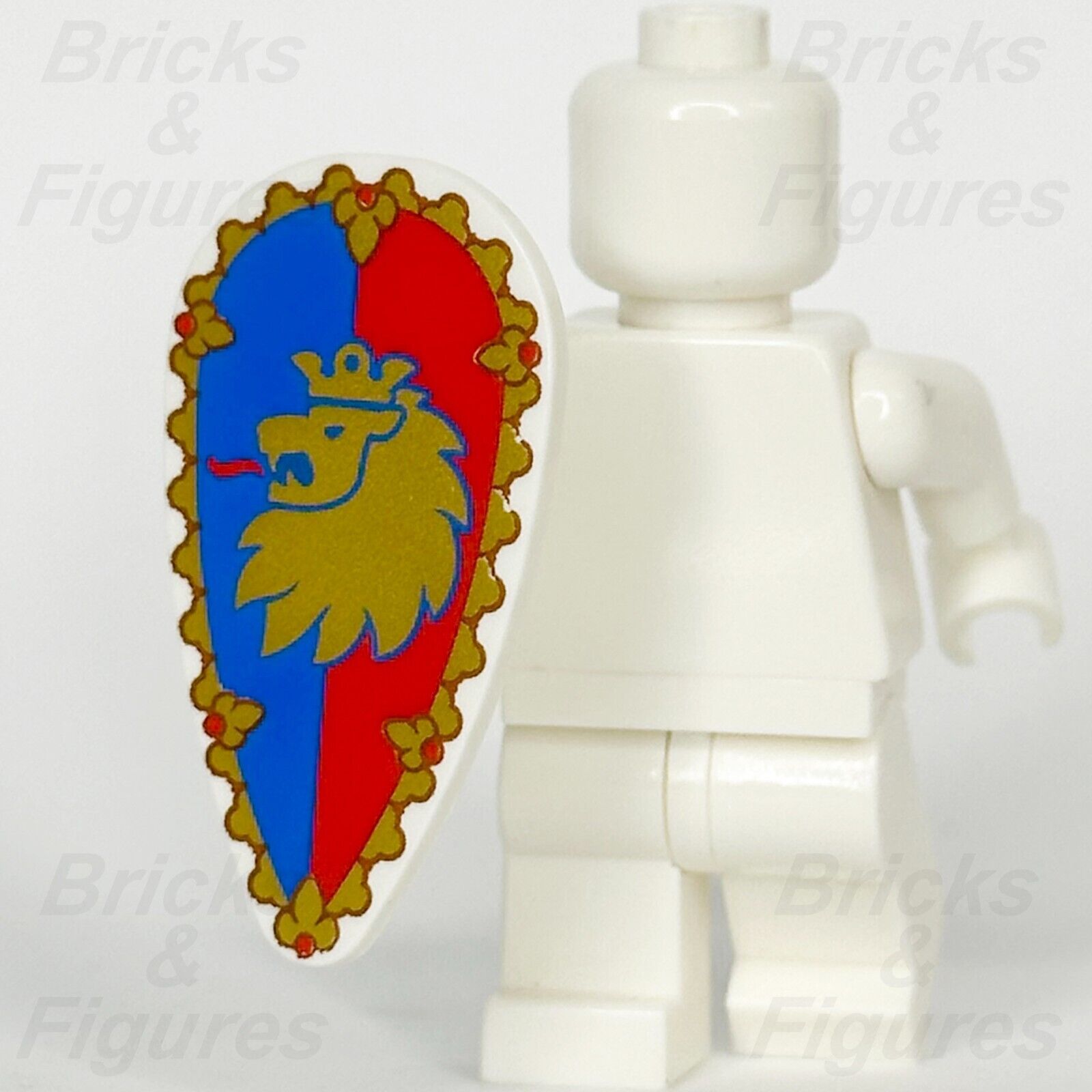 LEGO Castle Shield Ovoid Gold Lion Minifigure Weapon Part For King Knight Queen - Bricks & Figures