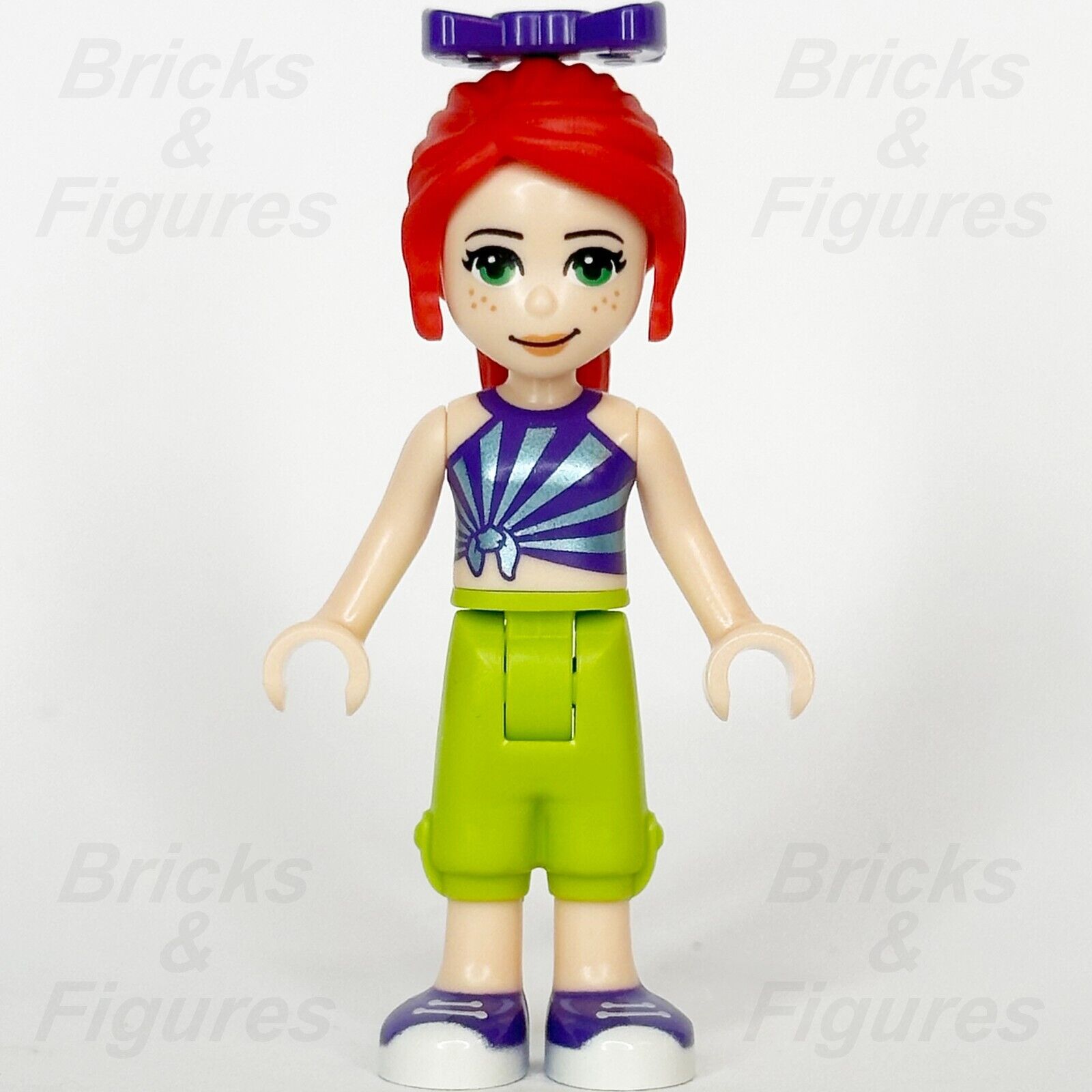 LEGO Friends Mia Minifigure Lime Cropped Trousers Striped Top Bow 41337 frnd326