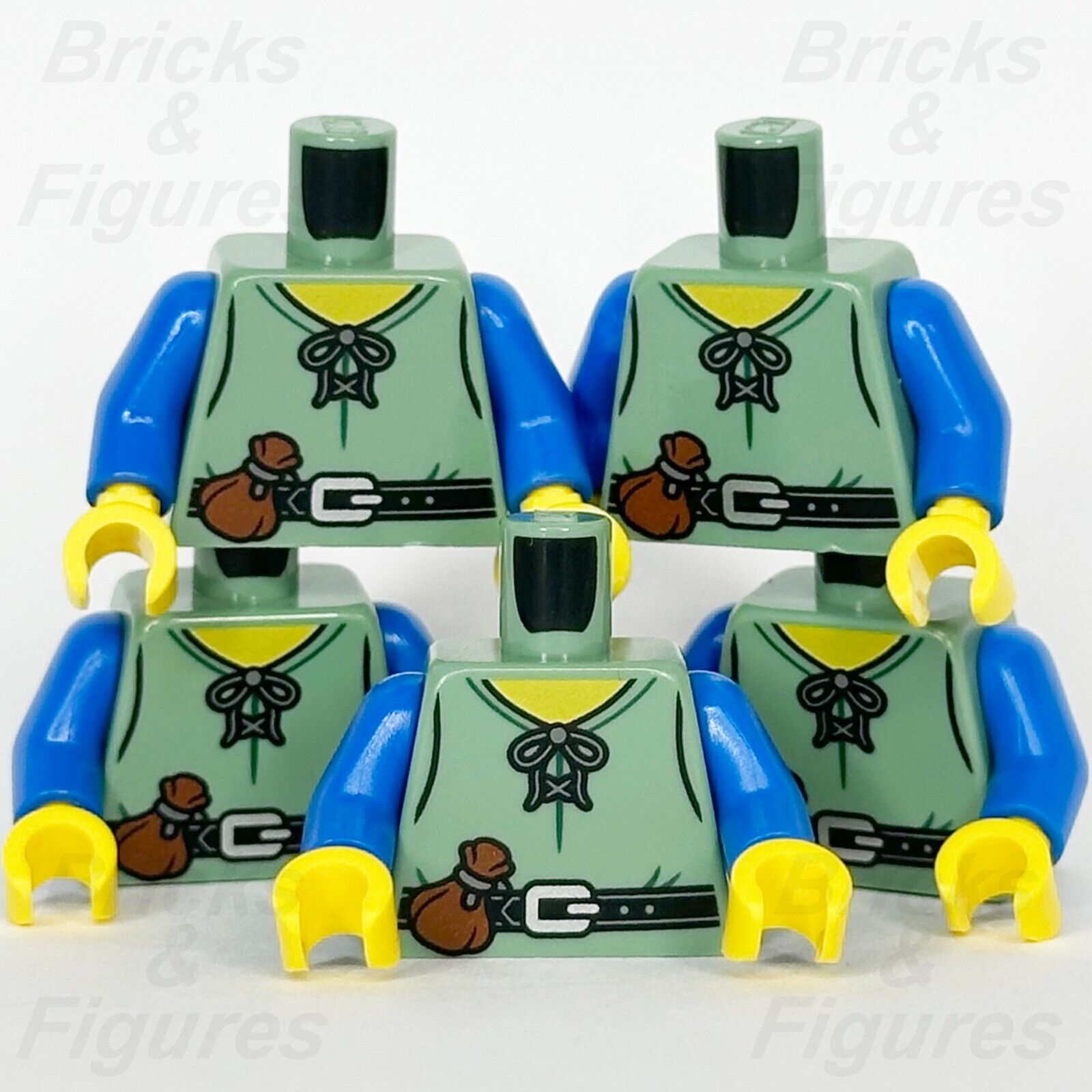 LEGO Castle Peasant Torso Minifigure Body Part Farmer 10305 10332 910037 x 5 - Bricks & Figures