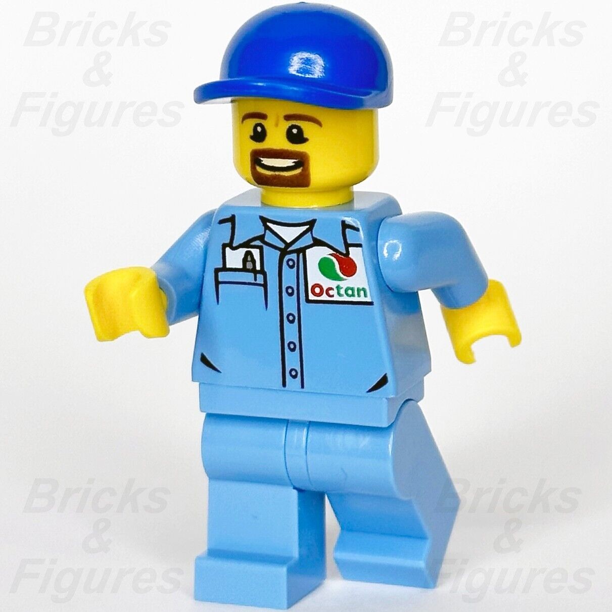 LEGO City Airport Refueler Minifigure Octan Logo Uniform Goatee 60100 cty0679 - Bricks & Figures