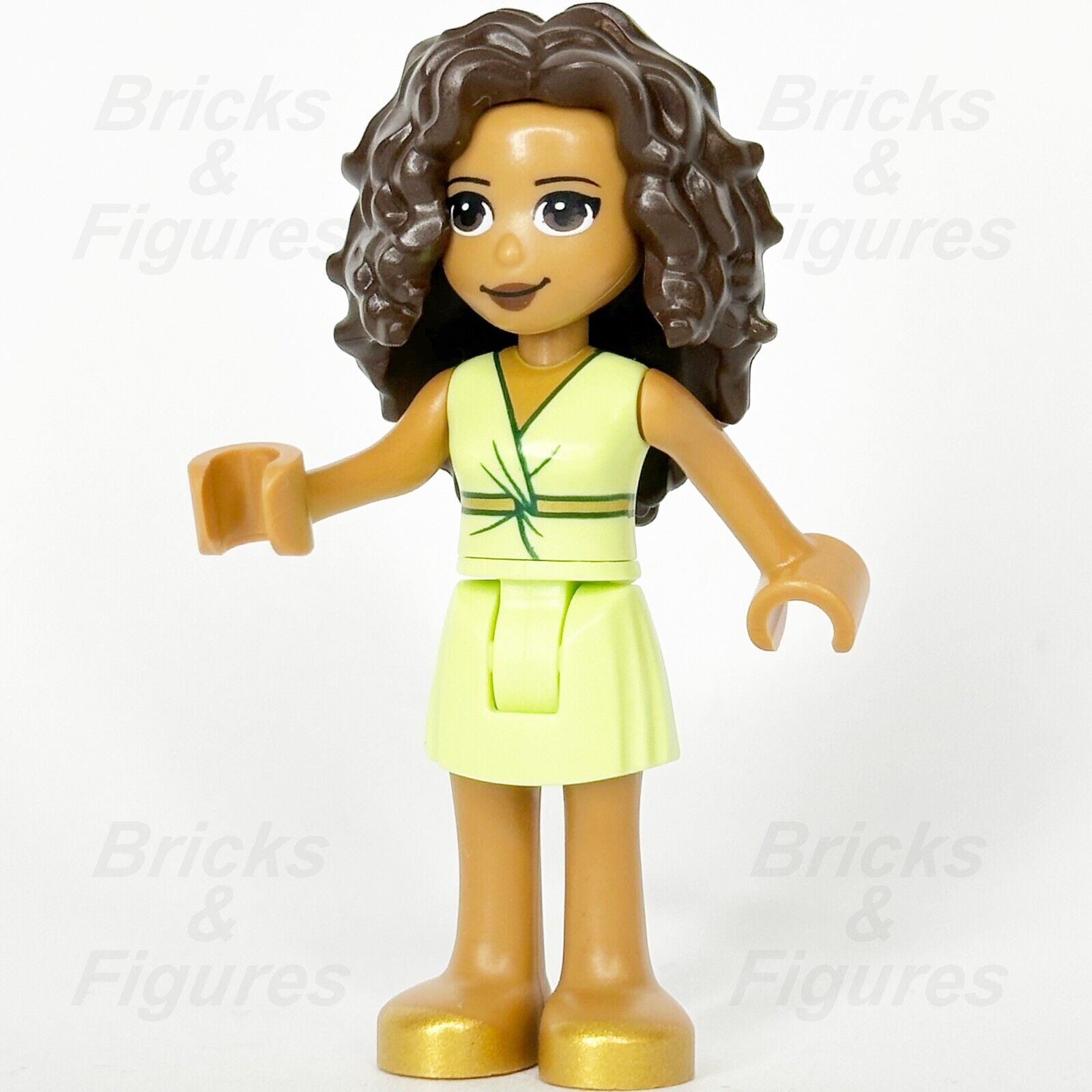 LEGO Friends Donna Minifigure Green Dress Brown Hair Gold Shoes 41449 frnd416