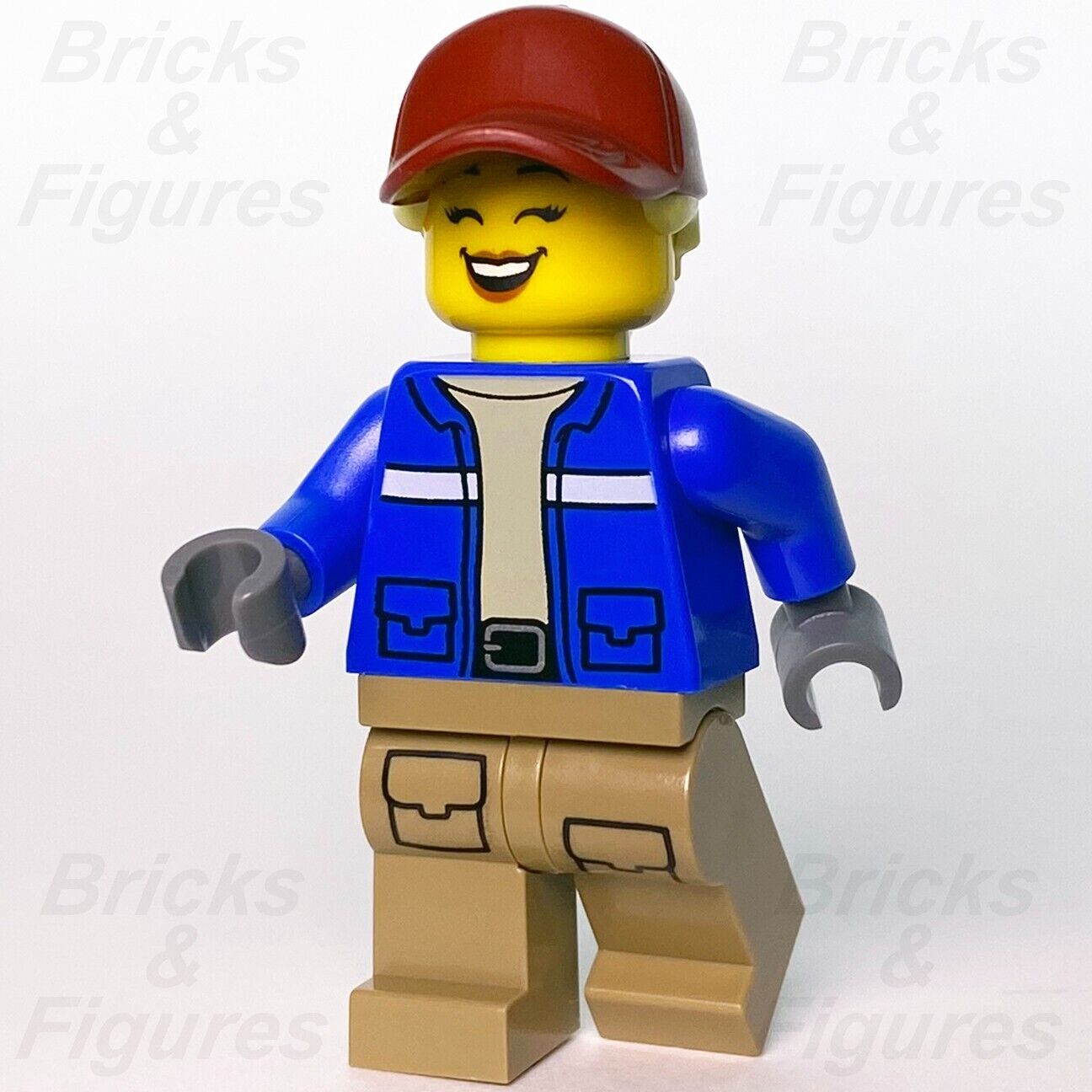 LEGO City Wildlife Rescue Explorer Female Minifigure Dark Red Cap 60302 cty1305 - Bricks & Figures