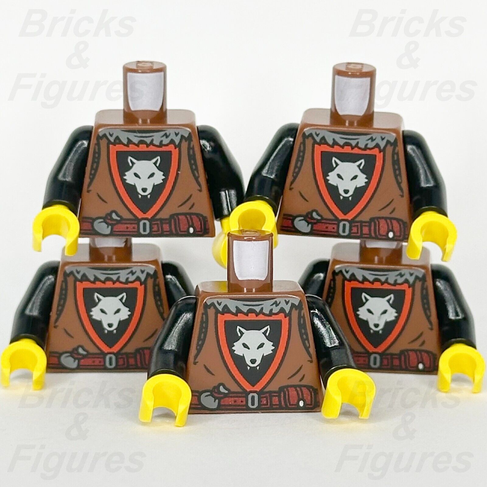 LEGO Castle Wolfpack Torso Minifigure Body Part Wolf Logo 10332 973pb5568c01 x 5 - Bricks & Figures