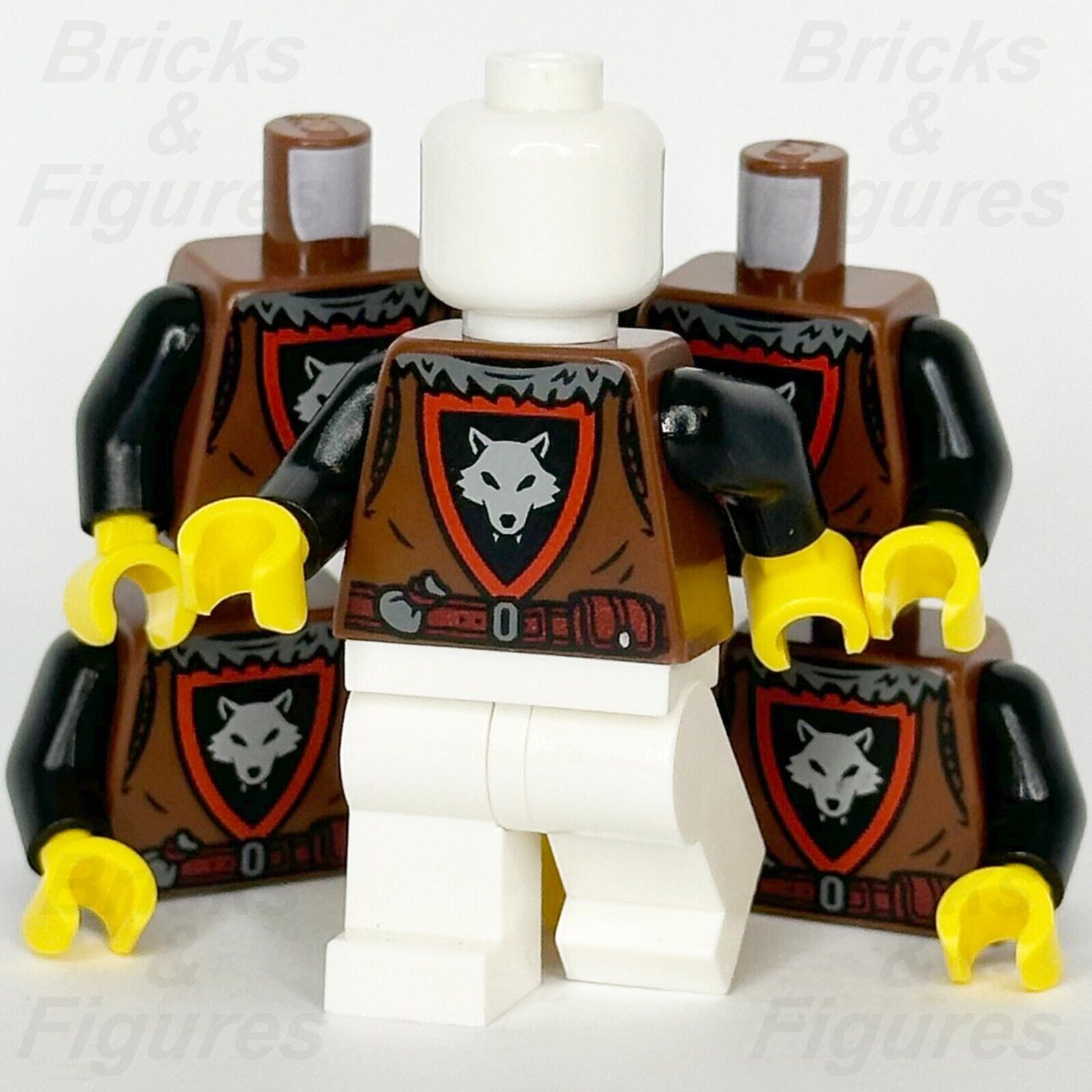 LEGO Castle Wolfpack Torso Minifigure Body Part Wolf Logo 10332 973pb5568c01 x 5 - Bricks & Figures