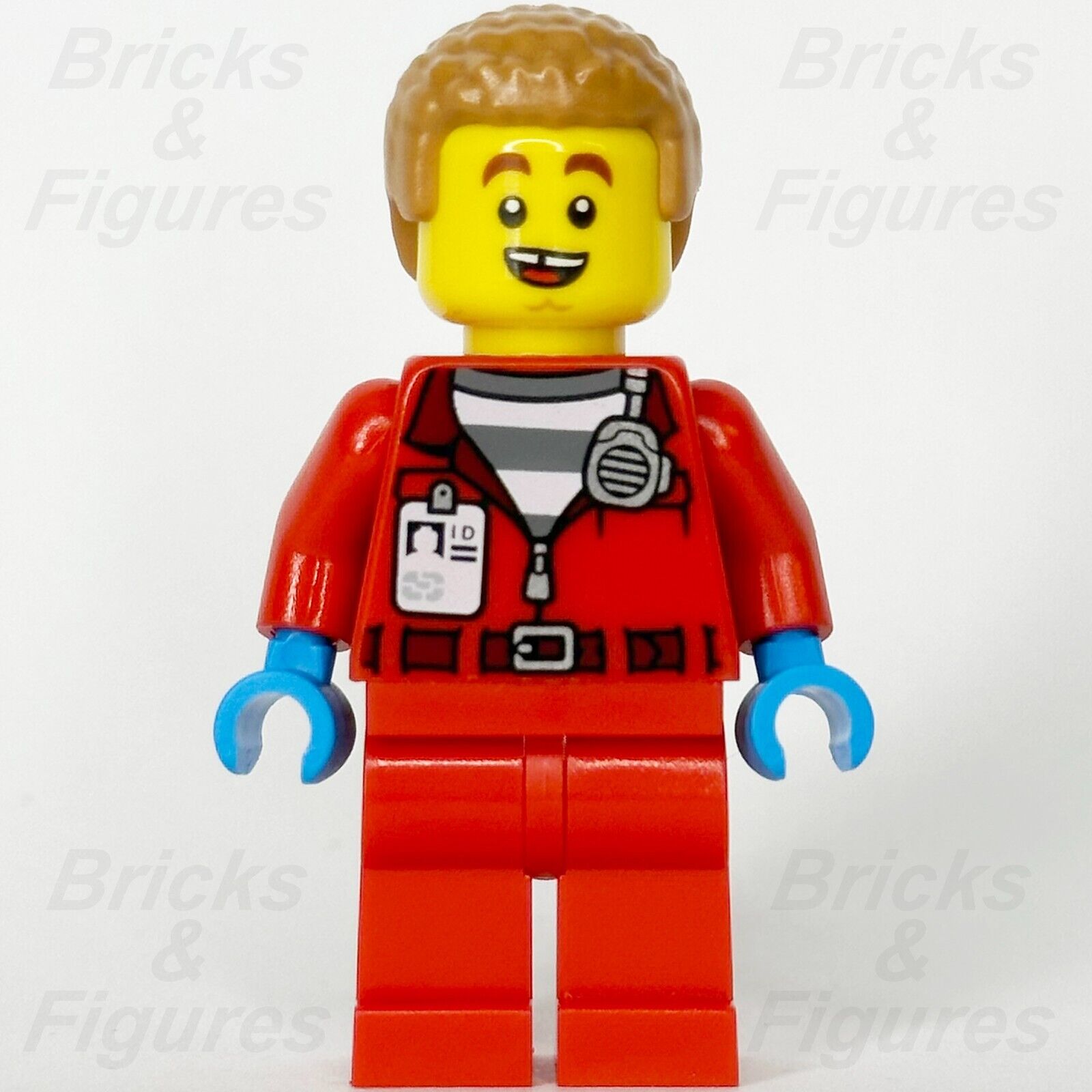 LEGO City Crook Hacksaw Hank Minifigure Red Jacket Prison Shirt 60317 cty1377 - Bricks & Figures