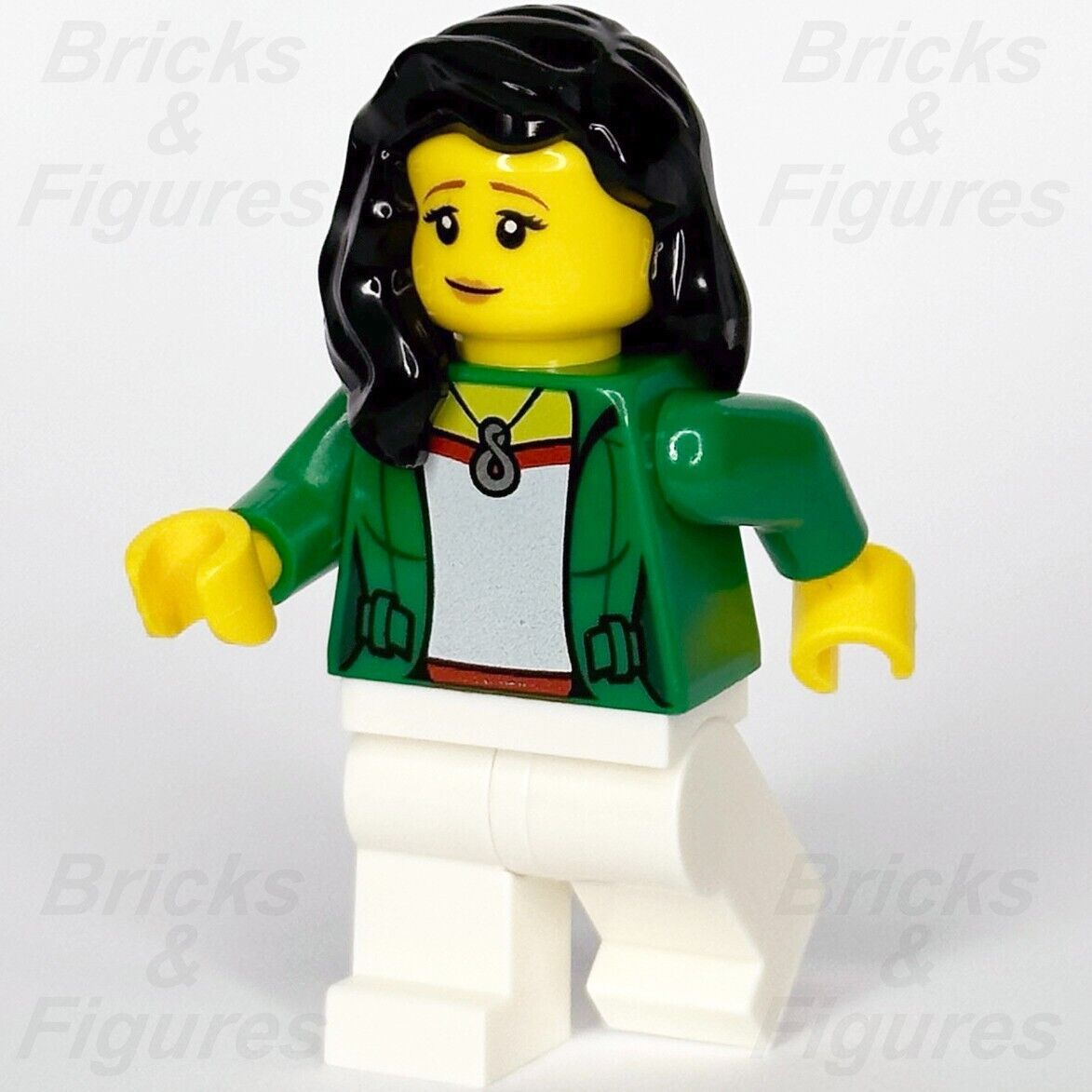 LEGO Monkie Kid Fei Minifigure Green Jacket Long Black Hair Necklace 80023 mk055