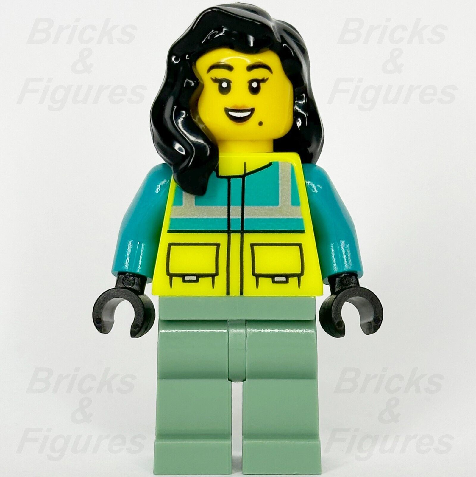 LEGO City Ambulance Driver Female Minifigure Hospital Mask Vest 60371 cty1569 - Bricks & Figures