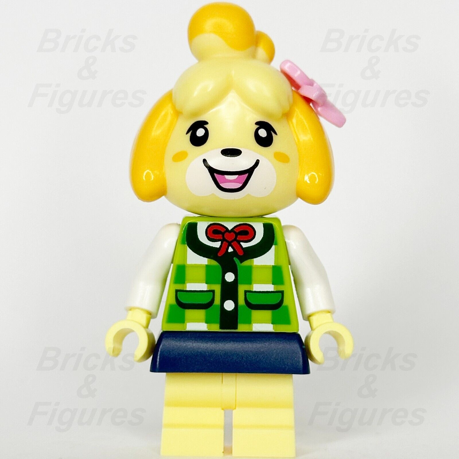 LEGO Animal Crossing Isabelle Minifigure Dog Plaid Vest Blue Skirt 77049 ani003 - Bricks & Figures