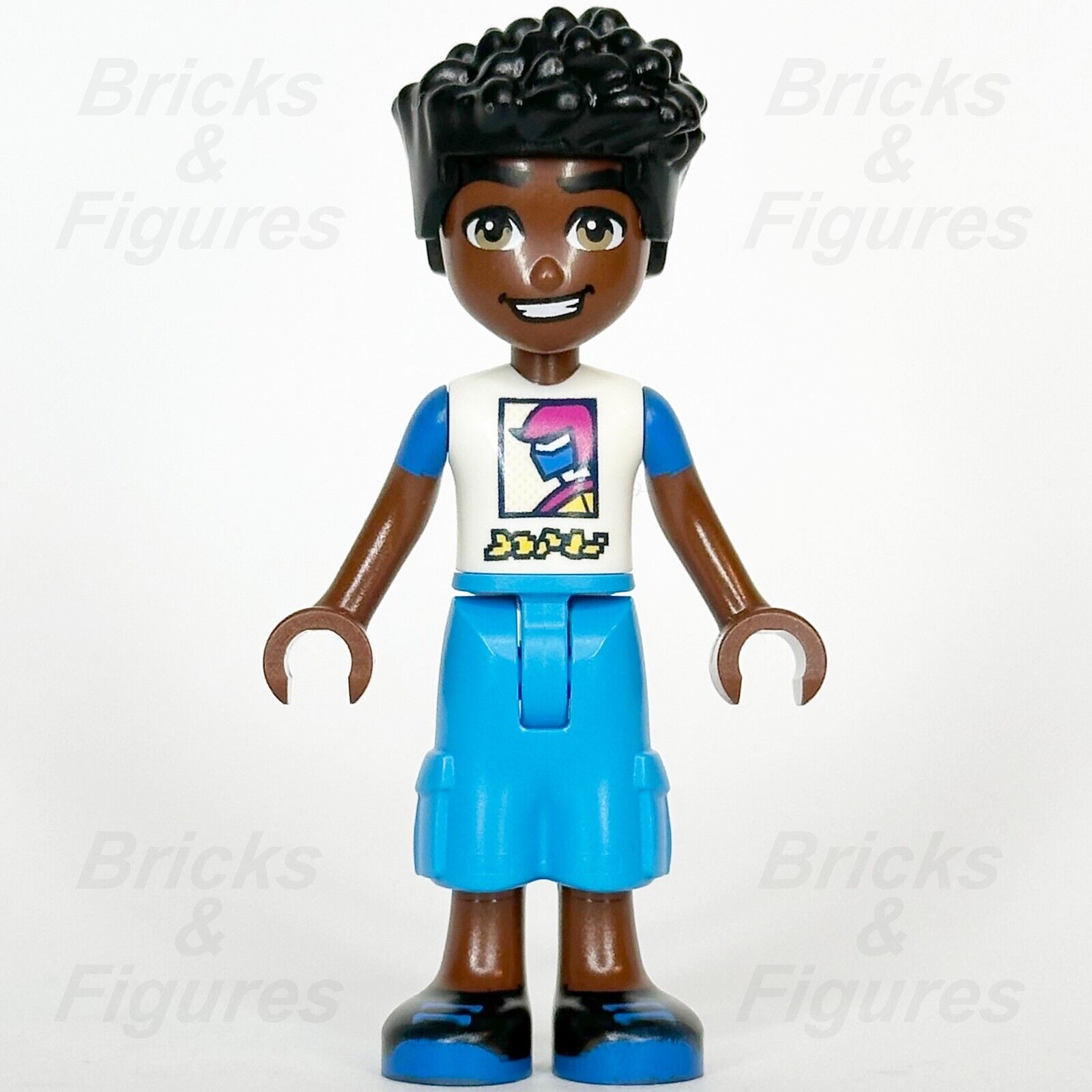 LEGO Friends Zac Minifigure White and Blue Shirt with Racer 41751 frnd616 - Bricks & Figures