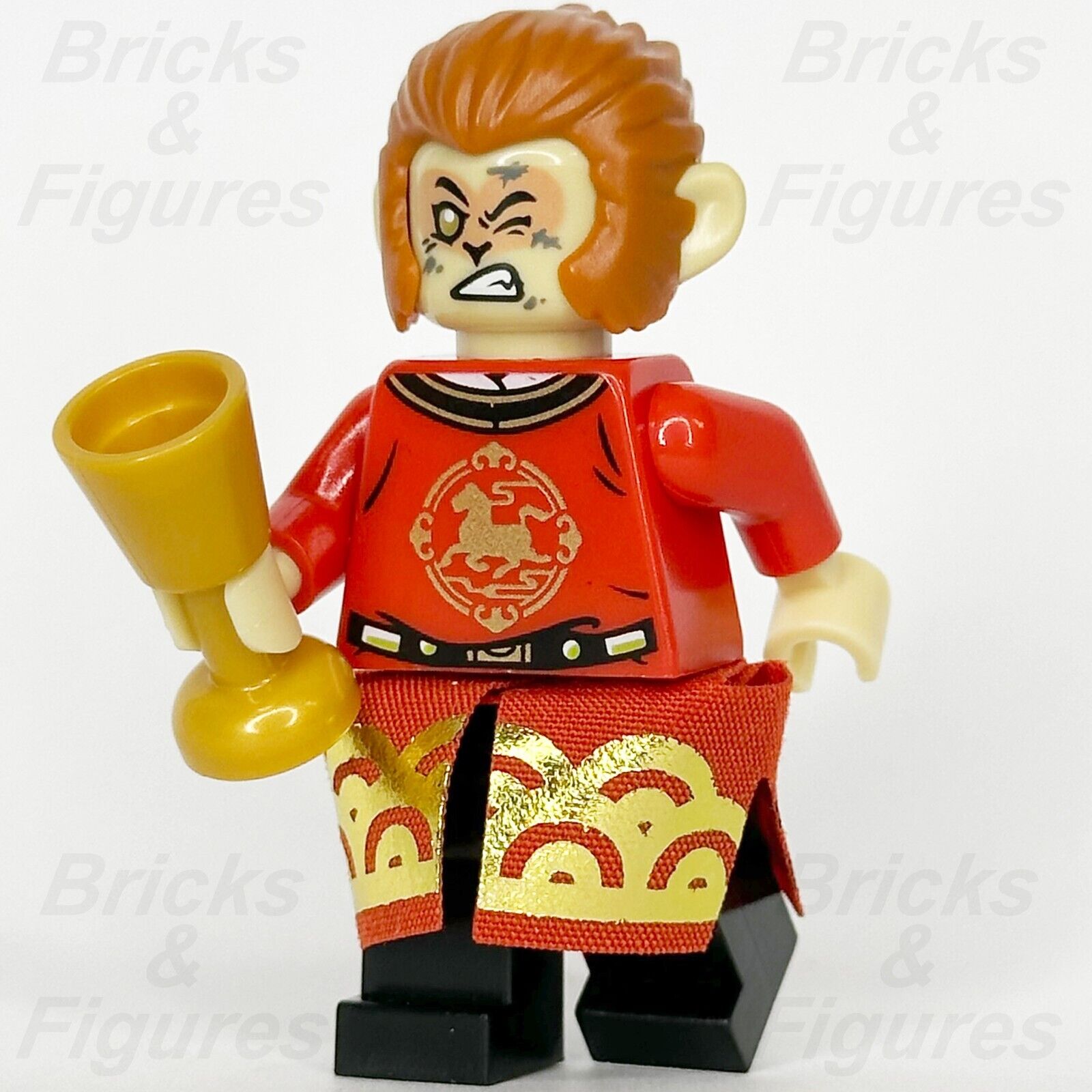 LEGO Monkie Kid Warden Monkey King Minifigure with Skirt Gold Cup 80039 mk098